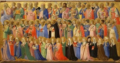 An image of saints in procession by the artist Fra Angelico